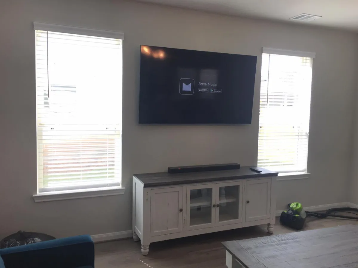TV mounted living room modern interior design